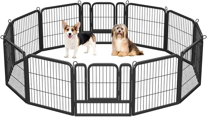 Yaheetech Dog Playpen Outdoor, 24 inch 24 Panels Dog Pen Indoor Heavy Duty Puppy Exercise Pen Metal Pet Fence for RV Camping/Yard/Garden