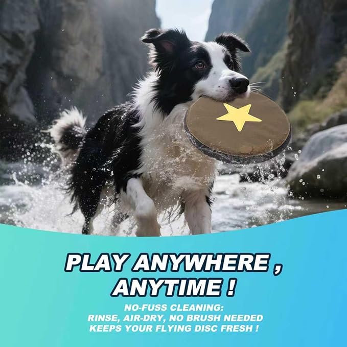 TSPRO Tactical Dog Flying Discs, Anti-Rip Nylon for Aggressive Chewers & Medium to Large Dogs, Water Floating Flyer, Lightweight for Indoor/Outdoor Play, Training, Parks & Yards (9.5", Khaki)