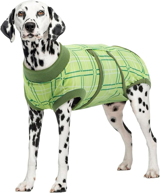 Kuoser Dog Recovery Suit for Female Male Dogs, Post-Surgery Bodysuit for Spay Neuter, Dog Onesie After Surgery, Anti-Licking Pet Surgical Recovery Suit, Green XL
