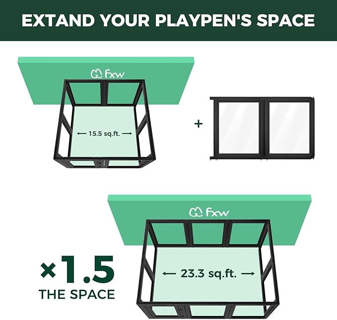 FXW AuraSpace Acrylic Indoor Dog Playpen for Small and Medium Dogs, 30 inch, 2 Panels, Black