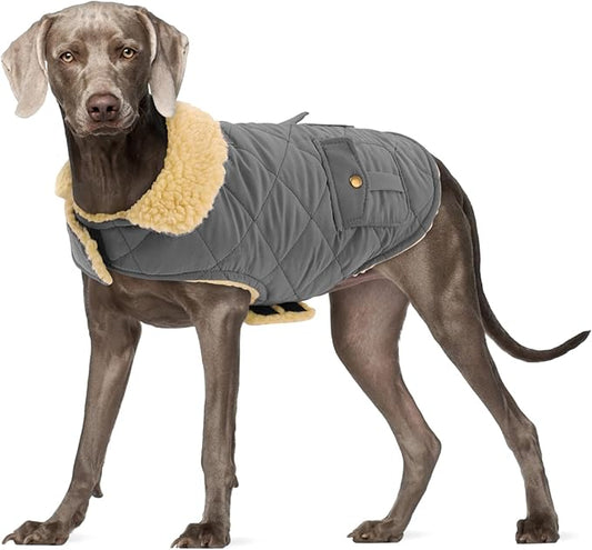 Large Dog Coat, Warm Jacket for Extra-Large Dogs, Dog Winter Coat, Pet Windproof Cold Weather Coats Snow Jacket Pet Clothes, Golden Retriever, Labrador Retriever, Husky, Grey L