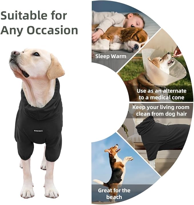 Dog Pajamas for Large Dogs,Extra Large Stretch, Suitable for Adult, Medium-Sized Dogs, Large Pet Jumpsuit Four-Legged Dog Clothes, Pet Clothing. (Black, 4XL)