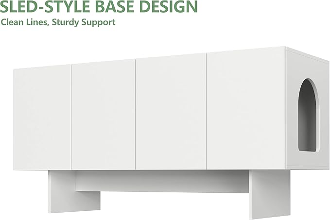 Double Litter Box Enclosure, Litter Box Enclosure for 2 Litter Boxes, Modern Litter Box Furniture for 2 Cats, Scandi Style (White)