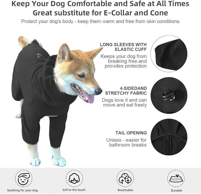 Dog Pajamas for Large Dogs,Extra Large Stretch, Suitable for Adult, Medium-Sized Dogs, Large Pet Jumpsuit Four-Legged Dog Clothes, Pet Clothing. (Black, 3XL)