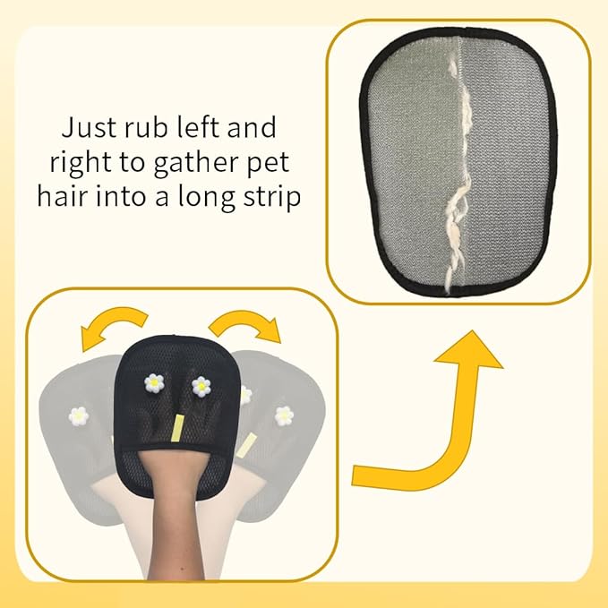 Extra Large Thickened Pet Hair Removal Glove for Dogs & Cats, Upgraded Reusable Electrostatic Pet Grooming Magic Glove with Cute Design for Furniture, Sofa & Clothes