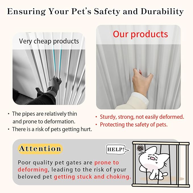 Lumizone Extra Tall Cat Gate 61.02" High Pressure Mounted Extra Wide 2025 New(17 Sizes)1.37" Gap No Drilling Auto-Close One-Handed Operation Tall Pet Gate for Dogs(White, 50.98"-55.11"/129.5-139.5CM)