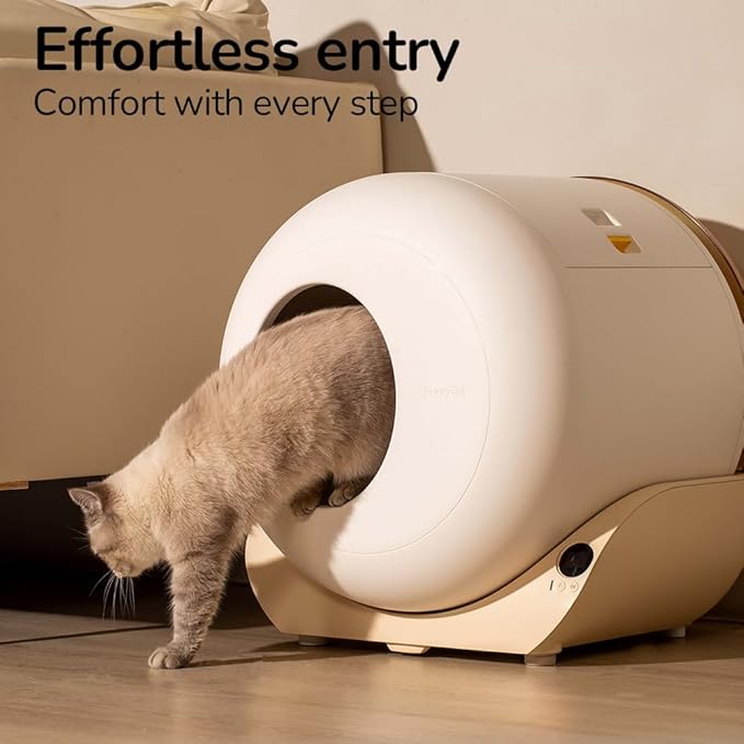 Furrytail Automatic Litter Box Pro – Self-Cleaning, Odor Control, Spacious Interior & Large Waste Bin, Includes Litter Tracking Mat with APP Control