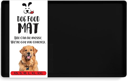 DogBuddy Dog Food Mat Waterproof Silicone Pet Feeding Mat for Dogs, Non-Slip, Easy to Clean, Black