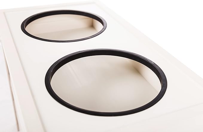 New Age Pet® ECOFLEX® Elevated Dog Feeder with 2 Stainless Steel Bowls and Sliding Lid Storage Bin