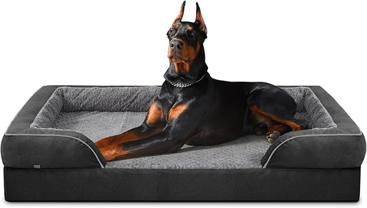 INVENHO Orthopedic Dog Bed for Extra Large Dogs, XXL Egg-Crate Foam Dog Couch with Washable Removable Cover, Waterproof Lining and Nonskid Bottom
