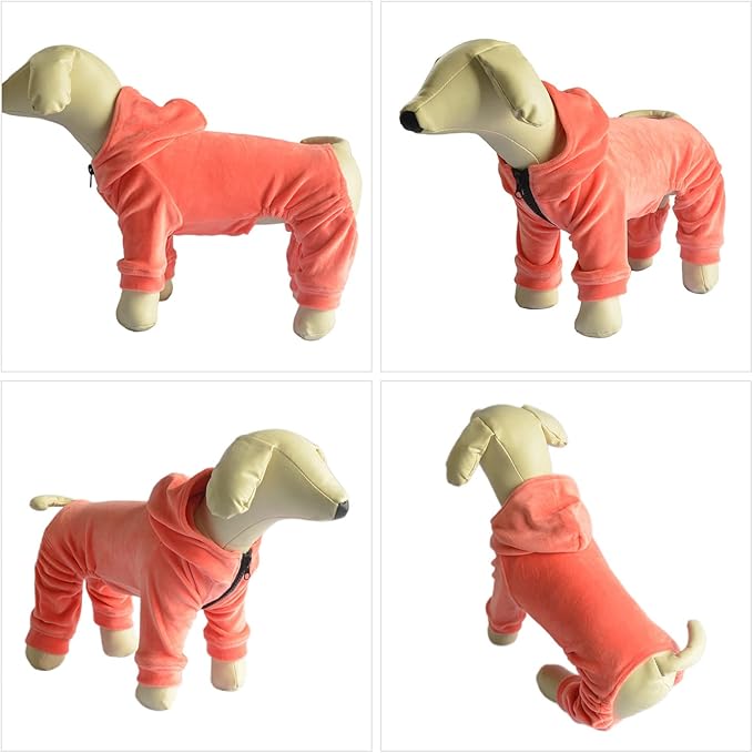 Dog Pajamas Pet Jumpsuits PJS for All Seasons, Velvet Dog Hoodies 4 Legs Four Feet Dog Onesies Stylish PJS Puppy Costume Cotton Liner Warm Pet Clothes for Small Medium Large Dogs Lobster Pink XXL