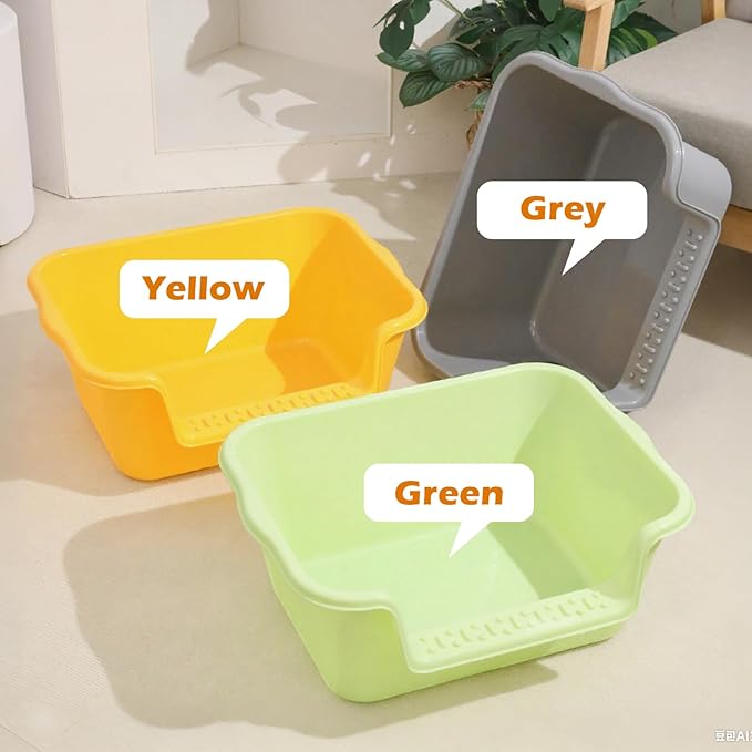 Small Cat Litter Box with High Sides,Cat Litter Pan Tray,High Wall Kitty Litter Box with Anti-Leakage Top Low Entry for Indoor Senior Cats & Multi Cats,Non-Sticky,Easy to Clean (Grey)