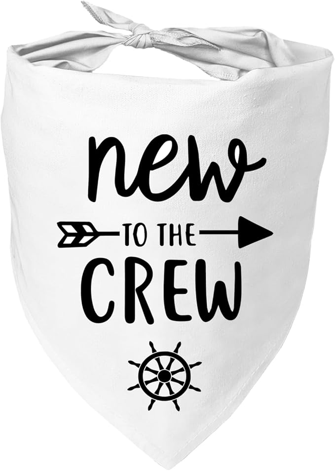 New to The Crew Dog Bandana New Puppy Announcement Gender Reveal Gift for New Owners Puppy Bandana Dog Owner Gifts Soft Triangle Bibs Scarf Accessories for Small Medium Dogs Pets (White)