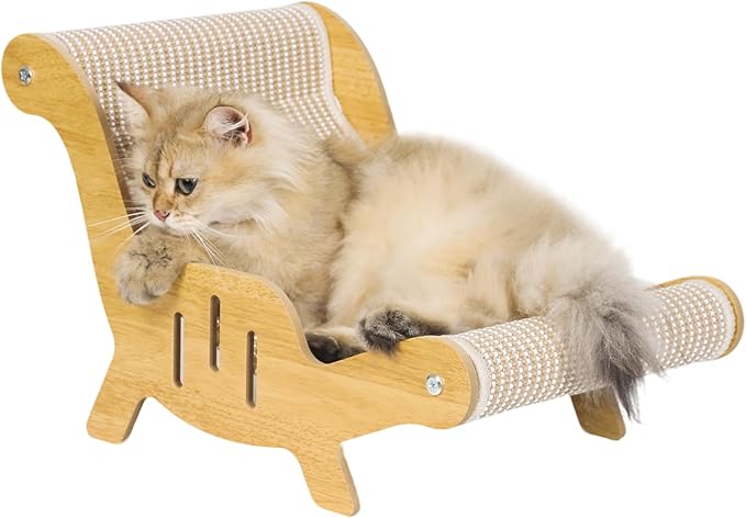 Cat Scratcher，cat Toys for Indoor Cats, Hand-Woven Hemp Rope, no Shedding, cat Bed, Durable and Sturdy, Beautifully Crafted Wood.