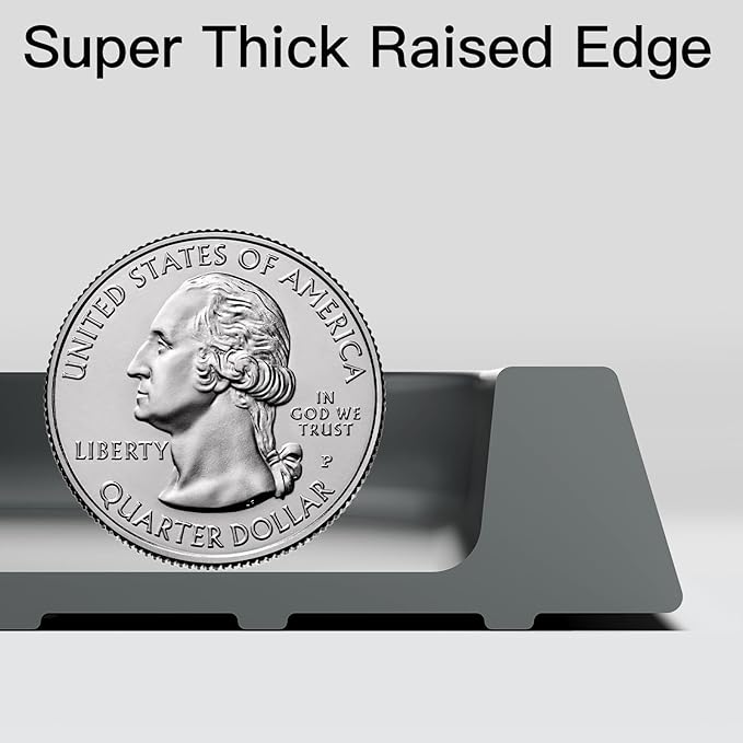 Pet Feeding Mat [Warped Resistant Raised Edge], Water-Proof Silicone Placement for Food Water Bowls, Anti-Slip Base Protect Floor, BPA-Free&Dishwasher-Safe [23.5x13.5inch Large, Gray]