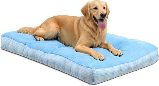 MIHIKK Washable XXL Dog Bed for Extra Large Dogs with Anti-Slip Bottom, Premium Foam Pet Pad for Crate for Large Medium Small Sized Puppies, 47" x 29" Blue