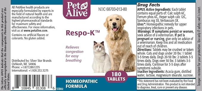 PetAlive Respiratory ComboPack for Pets - All Natural Homeopathic Remedies Relieve Symptoms of Blocked Sinuses, Colds, and Respiratory Irritation in Cats and Dogs