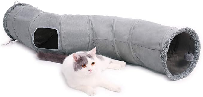 PAWZ Road Cat Tunnel Collapsible S Shape Cat Tunnels for Indoor Cats Cat Play Tube 51 Inches Long 10.5 Inches in Diameter