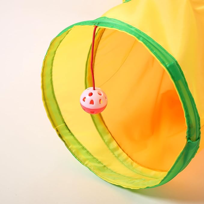 ‌Coolcandy Cat Tunnel & Interactive Cat Toy Indoor, Curved 5 Way Tunnel Toys for Indoor Cats, Collapsible Interactive Peekaboo Cave with Play Ball, for Multi-Way Play & Small Animals