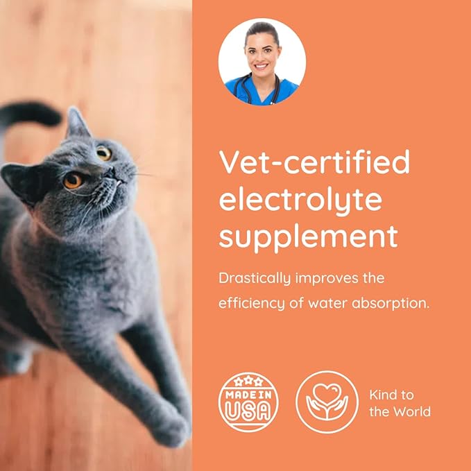 Cat Hydration Electrolyte and Cat Joint Supplement | Hydration Support for Cats w/Glucosamine, Chondroitin, L-Glutamine, Taurine, Lysine & Prebiotics | for Tuna Lovers | 32 Packets