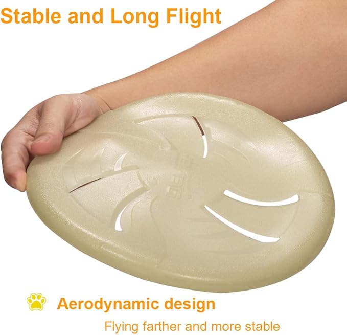 Glow-in-The-Dark Flying Discs, Interactive Dog Flyer Toys, Soft Lightweight Dog Catch and Fetch Toys, Floats in Water & Safe on Teeth, 9 inch (Large, Glow)