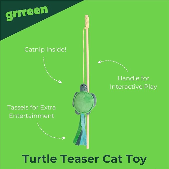 Cat Toys | Plush Toy Turtle Teaser Cat Toys for Indoor Cats | Eco Friendly Toy Made from Non Toxic Materials