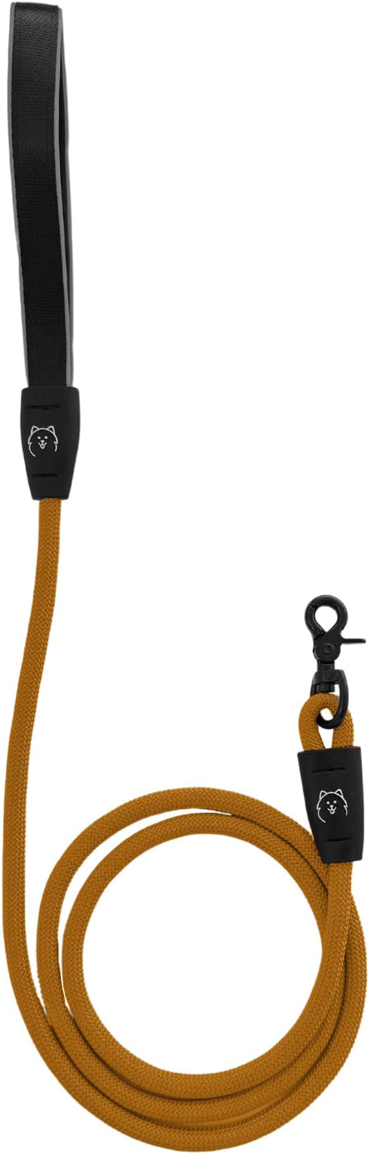 ShawnCo Basecamp Rope Dog Leash- Premium, Durable Pet Leash with Soft Neoprene Padded, Reflective Handle for Small, Medium and Large Dogs (Sunset Orange, 6 Feet)