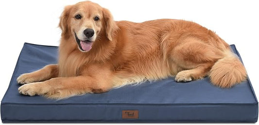 Outdoor Waterproof XL Dog Bed, Dog Bed for Large Dogs, Orthopedic Egg Foam Pet Bed with Washable and Removable Oxford Cooling Cover, Navy