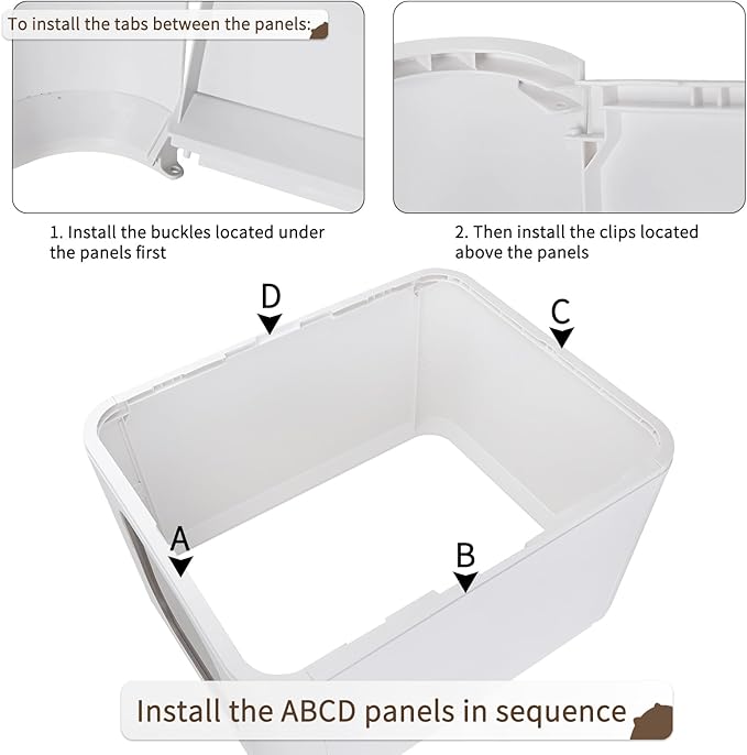 RIZZARI Stainless Steel Cat Box: Enclosed Design with High Walls - White with Deodorizer - Large Litter Pan for Odor Control - Balcony Laundry Room Use