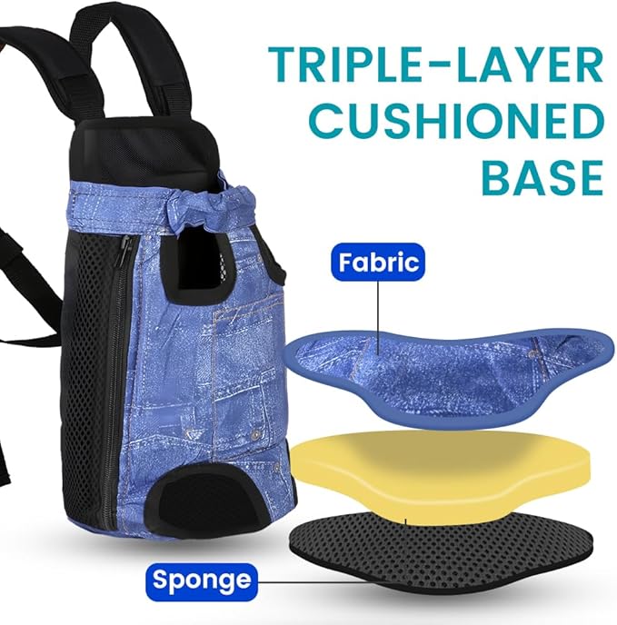 Dog Backpack Carrier, Front Pocket for Essentials, Legs Out Carrying Sling Travel Bag for Small Medium Dogs 4-7 Lbs, Soft Wearable Puppy Chest Carry Backpacks for Walking/Hiking/Camping/Traveling