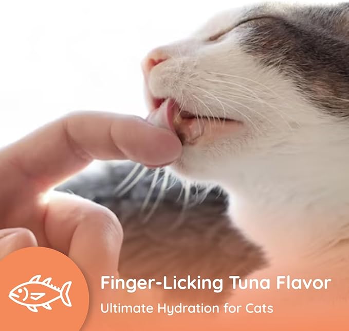 Cat Hydration Electrolyte and Cat Joint Supplement | Hydration Support for Cats w/Glucosamine, Chondroitin, L-Glutamine, Taurine, Lysine & Prebiotics | for Tuna Lovers | 16 Packets