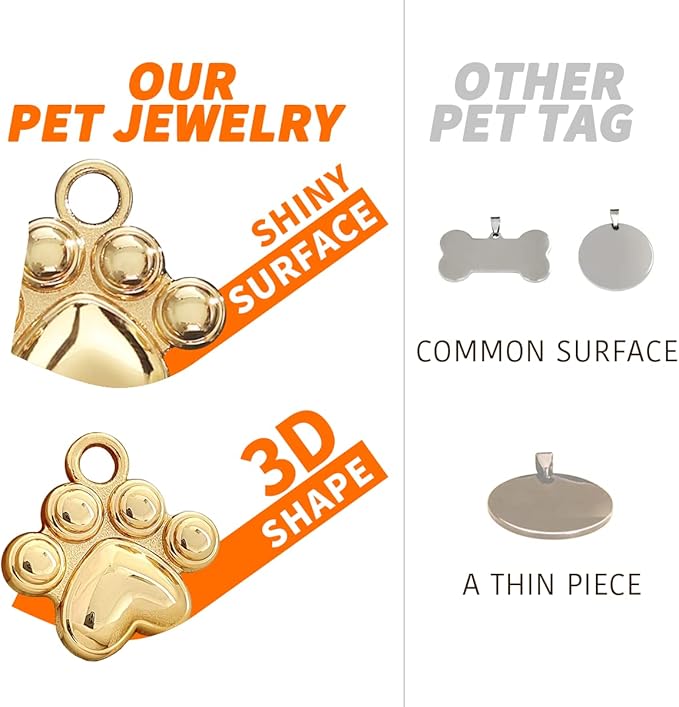 Dogs ID Tags Personalized Double Sided Deep Engraved Cat & Dog Collar Charm Paw Balloon Shape Brass