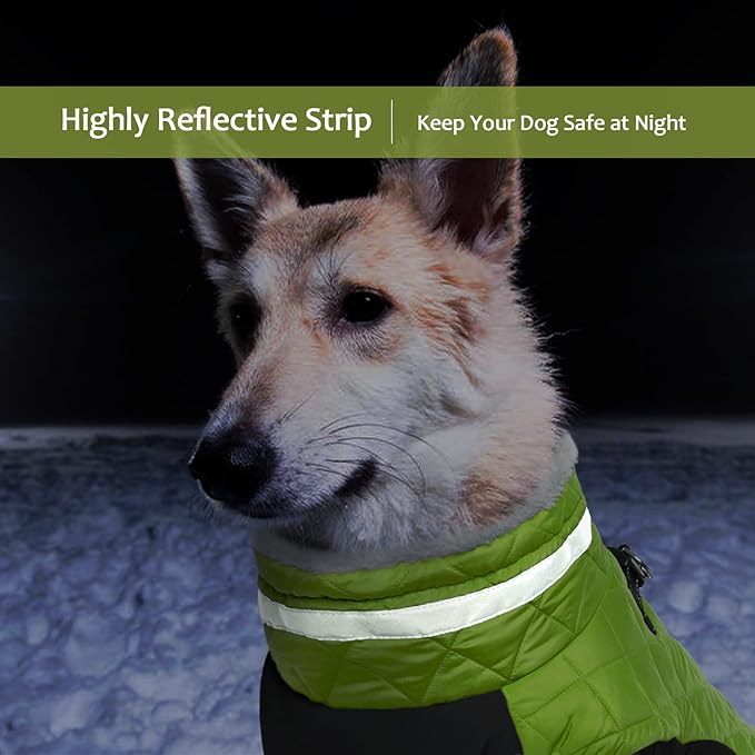 Lelepet Dog Coat Warm Dog Winter Coat Waterproof Dogs Jacket with Harness Built in Reflective Pet Fleece Vest Zip-Up Cold Weather Coats for Large Dogs Turtleneck & Windproof Coats Boston Terrier Lime
