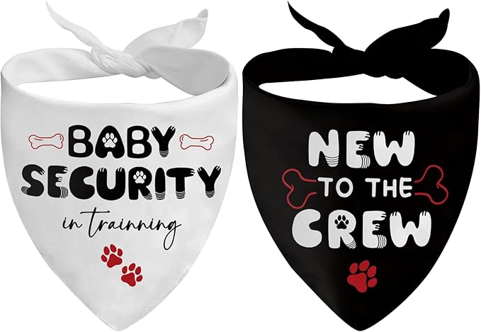 Dog Bandana 2 Pcs, Baby Pet Scarf Gifts for Dog Girl Boy, Black and White Triangle Puppy Scarf Kerchief Bandana for Small Medium Pet Dogs On Birthday, Paw Print Gifts for Dogs Lovers
