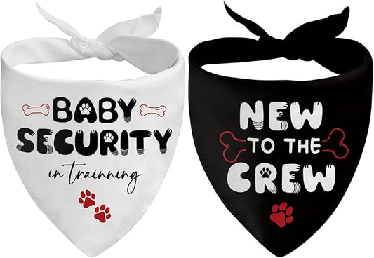 Dog Bandana 2 Pcs, Baby Pet Scarf Gifts for Dog Girl Boy, Black and White Triangle Puppy Scarf Kerchief Bandana for Small Medium Pet Dogs On Birthday, Paw Print Gifts for Dogs Lovers