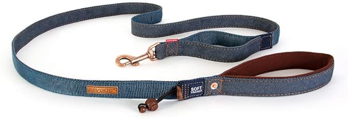 EzyDog Soft Trainer Dog Leash with Traffic Control Handle - Reflective Stitching for Nighttime Safety and Superior Strength and Comfortability for Training Large to Medium Dogs (72”, Denim)