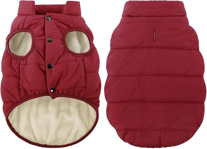 ASENKU Dog Winter Coat - Waterproof Windproof Dog Jacket, Warm Snowproof Doggie Puffer Vest for Cold Weather, Lightweight Snow Coats for Small Medium Large Dogs(L, Red)