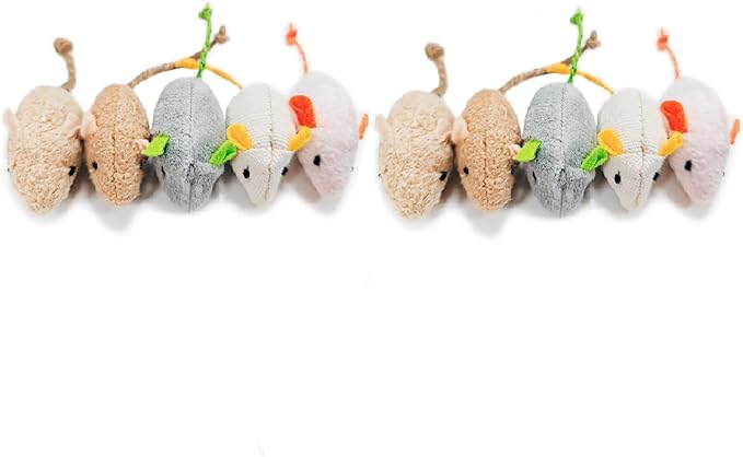 Shudyear cat Toys 10pcs Mouse Toys, Interactive Catnip Animal Toys for Indoor Kittens to Eliminate Boredom for Bored Indoor Cats (10pc)