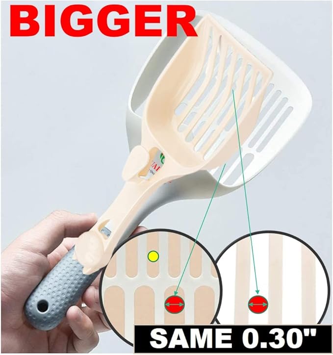 Cat Kitty Litter Box Poop Pooper Scoop Scooper for Cat Litter Box with Holder Large Light Fast Comfortable Sturdy Durable 1+2+1pcs White