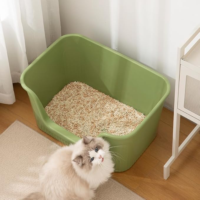Extra Large Litter Box with High Sides 25.27" Lx17.83 Wx13.11 H,Anti-Splashing,Tool-Free Assembly,Multi Kitty Cat Litter Box,Jumbo (Grey)
