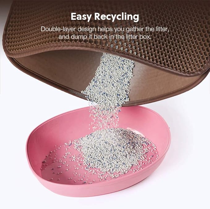 WePet Cat Litter Mat, Kitty Litter Trapping Mat, Honeycomb Double Layer Mats, No Phthalate, Urine Waterproof, Easy Clean, Scatter Control, Catcher Litter Tray Box Rug Carpet