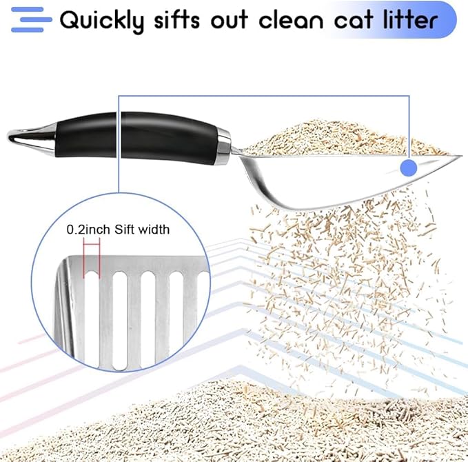 Stainless Steel Cat Litter Scoop,Metal Cat Litter Scoop,Kitty Metal Scooper,Sturdy Mesh Scooper