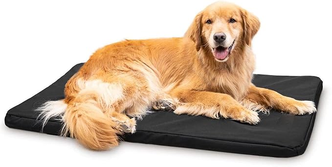 K9 Ballistics Tough Ripstop Orthopedic Crate Bed - Durable Kennel Pad with Washable Cover for Large Dogs, 41 x 27 fits 42” Wire Crate, Obsidian Black