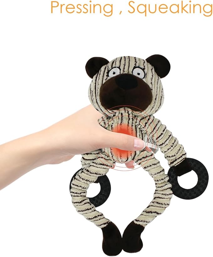 HGB Squeaky Puppy Toys, Plush Puppy Chew Toys for Teething, Dog Toys for Small Dogs, Small Dog Toys for Small Breed, Cute Bear Interactive Dog Toys for Pet Training and Entertaining