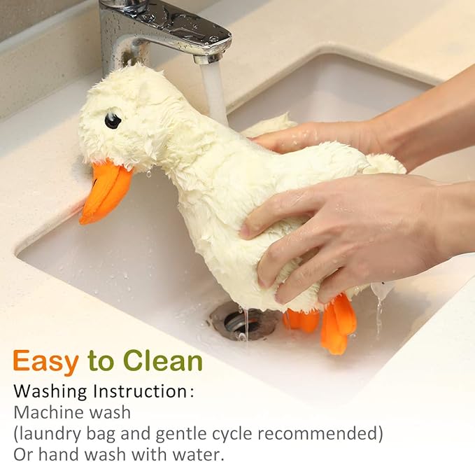 Pawaboo Squeak Plush Duck Dog Toy, Large 12'' Super Soft PlushStuffed Duck-Shaped Pet Toys, Crinkle Paper Rattle Pet Biting Training Chew Toys Non-Toxic Plush Doll for Pet Dogs, Light Yellow/Orange