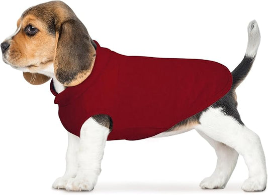 FUAMEY Dog Fleece Vest for Small Dogs,Warm Stretchy Dog Sweatshirts Pullover with Leash Hole Dogs Sweater Soft Pet Turtleneck Cozy Pet Vest Lightweight Sleeveless Red XS