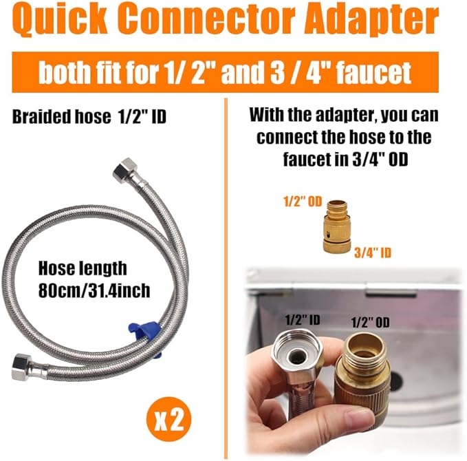 Automatic Animal Drinking Water Bowl with Float Valve and Drainage Hole, 304 Stainless Steel Livestock Dispenser Waterer Kits Included Water Hose, 3/4''Adaptor, Float Valves Mounting Bolts (2 Sets)