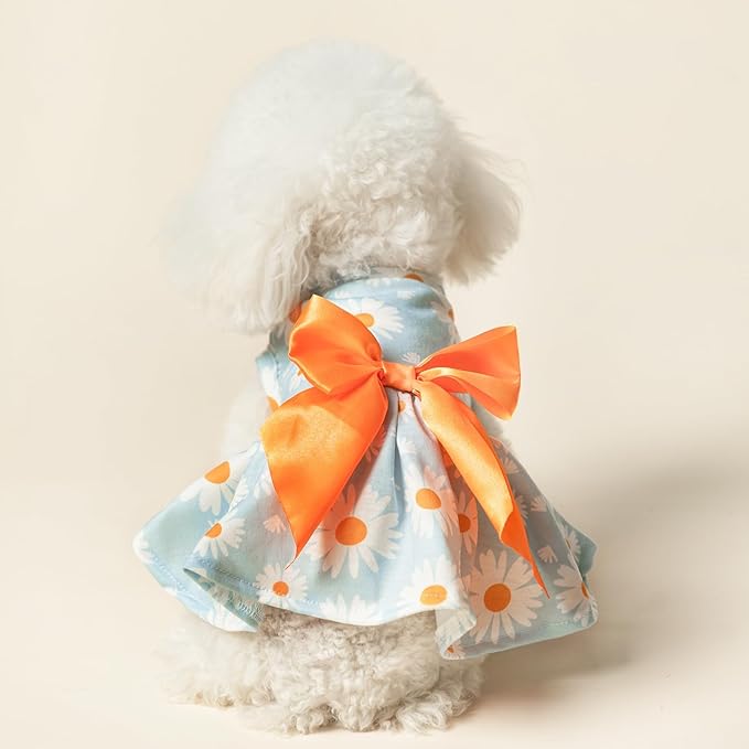 PUPTECK Floral Dog Dress for Spring Outfit Puppy Cute Small Dogs Clothes,Daisy,L