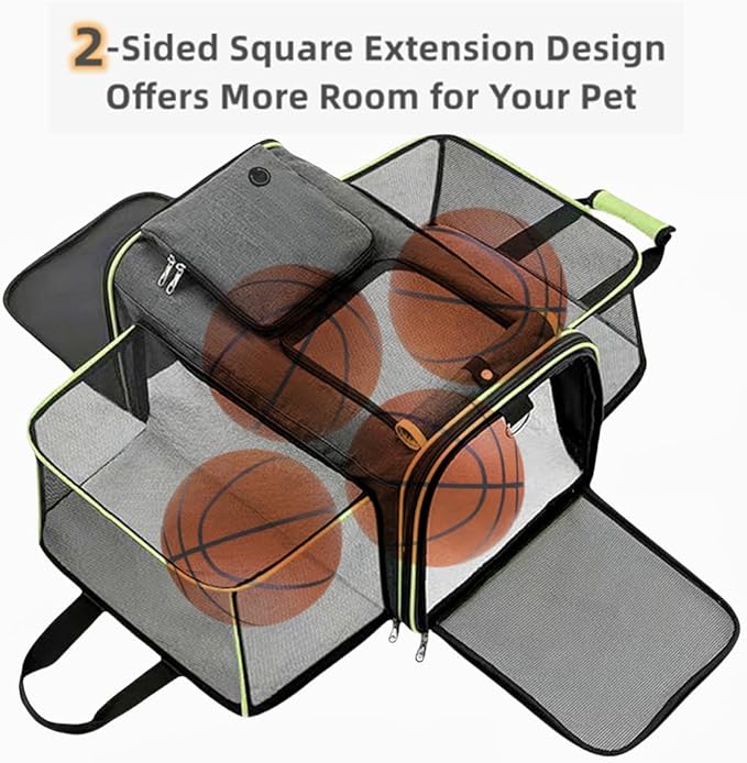 Expandable Travel Small Dog Cat Carrier(Large),Airline Approved Soft-Sided Pet Carrier with Removable Fleece Pad and Pockets for Cats/Puppy and Small Animals