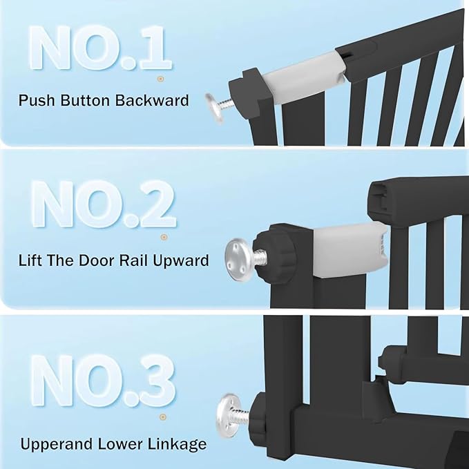 51 Inch Extra Tall Baby Gate Auto Close Cat Gate Adjustable 29.92"-43" Wide Pressure Mounted Pet Gate for Doorways,Stairs, House (Black, 51.18 inch)